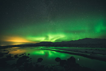 Northern Lights Reflecting on Water